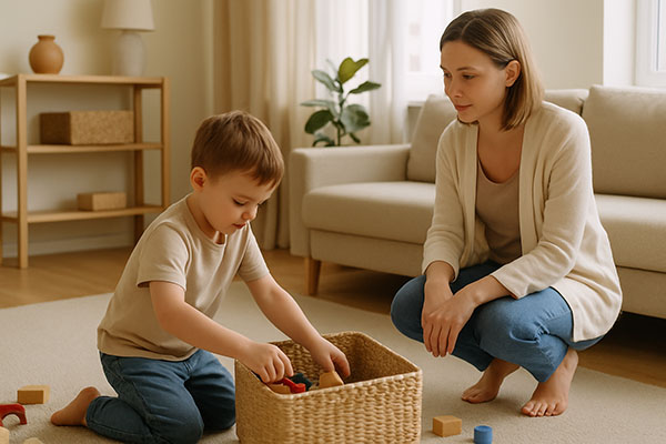 Familia acompañando límites en niños
